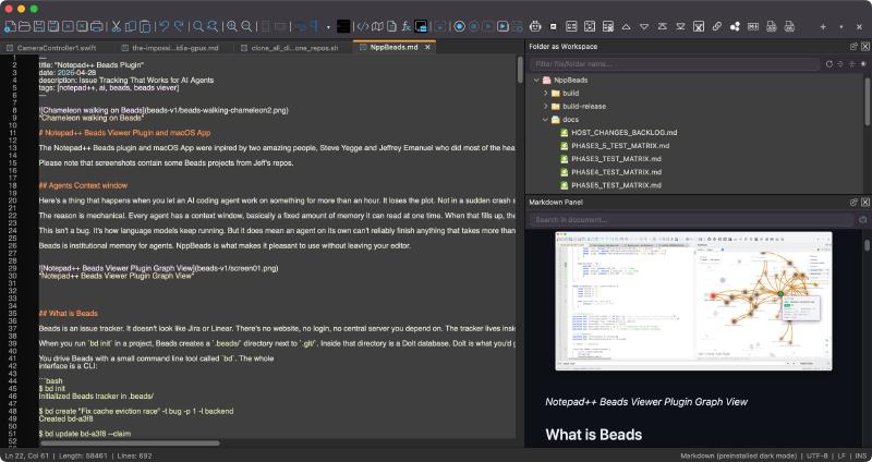 Нативный интерфейс нового редактора Notepad++ для MacOS